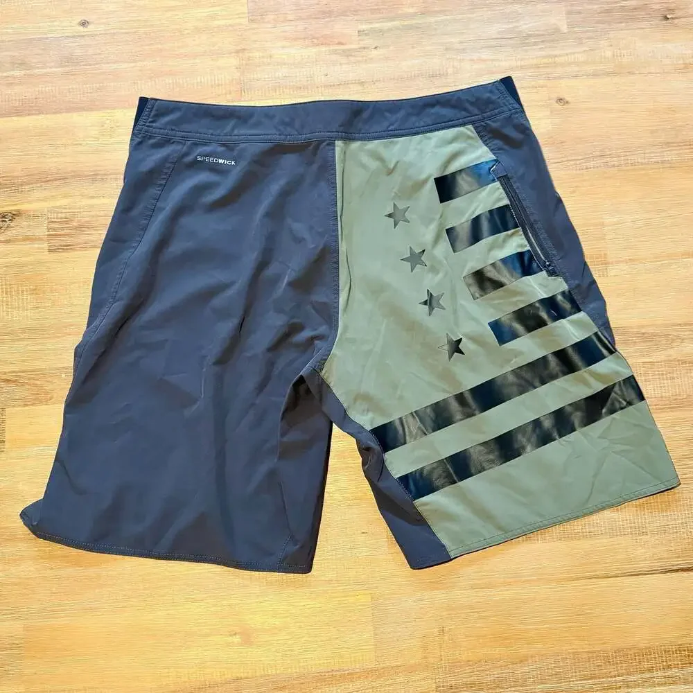 Reebok Speedwick Board Shorts Olive Green Gray Men's Medium
